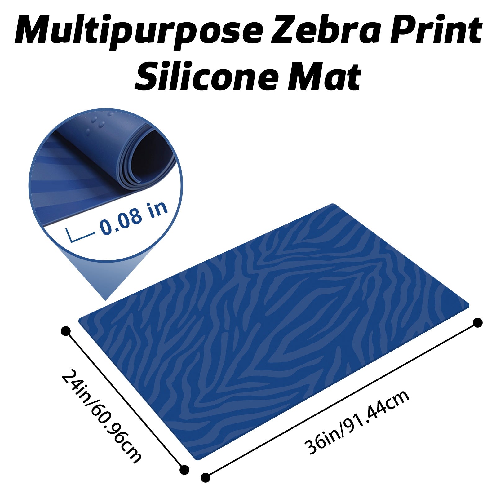 AECHY Zebra Print Heat Resistant Silicone Mat 36"×24"×0.08"