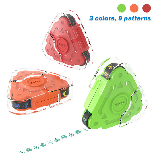AECHY 3 in 1 Roller Curve Stamp Set 9 Colors And 9 Different Lines 1600