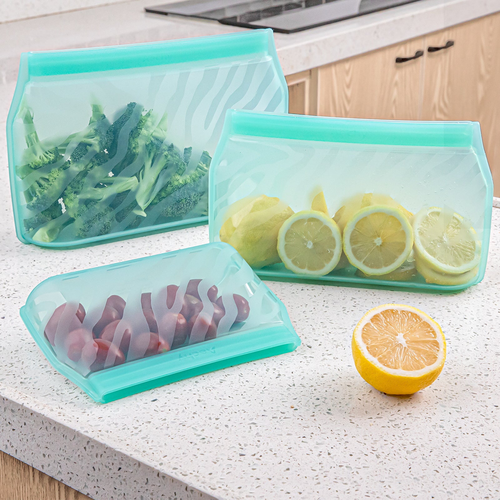  20 Pack Reusable Food Storage Bags and 1 Silicone Bag