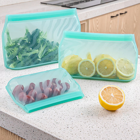 AECHY Food-grade Silicone Food Storage Bag Set with 3 colors 1600
