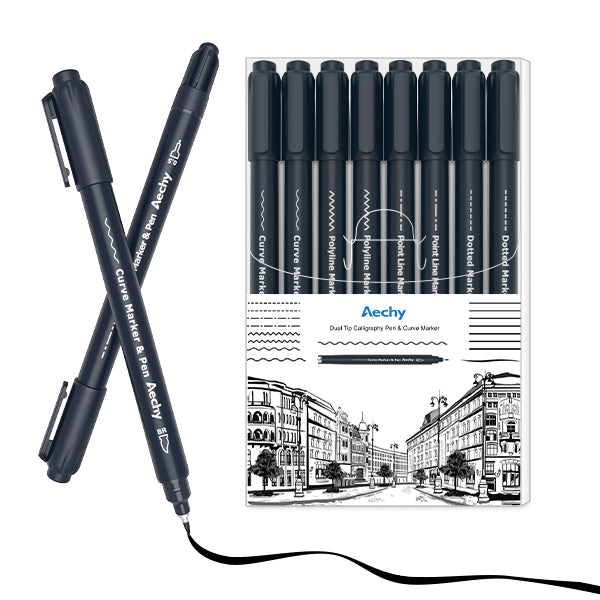 AECHY Dual-Tip Calligraphy Pen 8 Sizes and 4 Different Link Styles