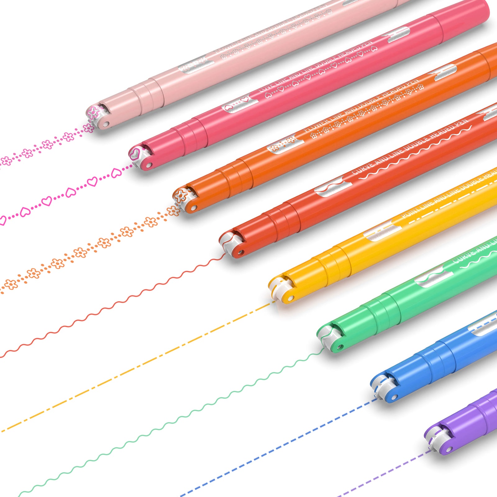 AECHY 12PCS Colored Dual Tip Pens with 10 Curve Shapes & 12 Colors for  Journaling and Note Taking