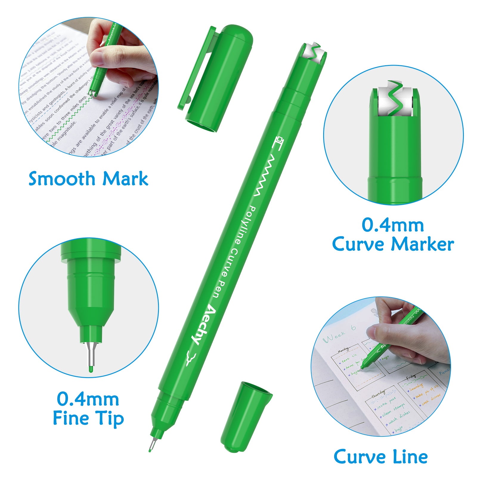 AECHY Colored Drawing Curve Pens 10 Curves and 12 Colors