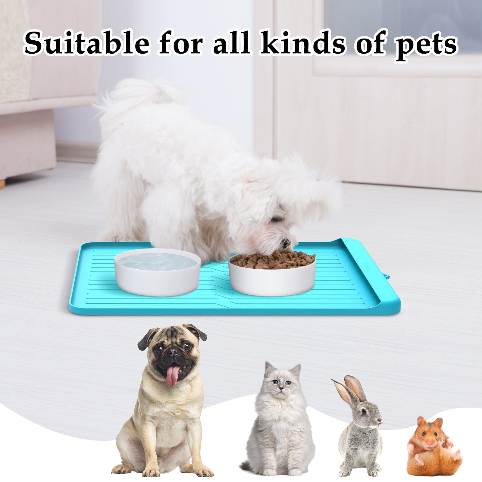  Dog Food Mat - Silicone Dog Mat for Food and Water - 36 x 24  Large Pet Feeding Mats with Residue Collection Pocket - Waterproof Dog Cat  Bowl Mat with High
