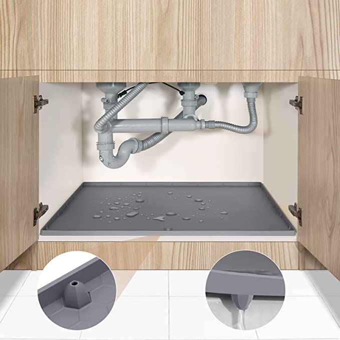 AECHY Silicone Under Sink Mat, Waterproof & Drain, Fits 30 & 36 Cabinets  -  – Aechy
