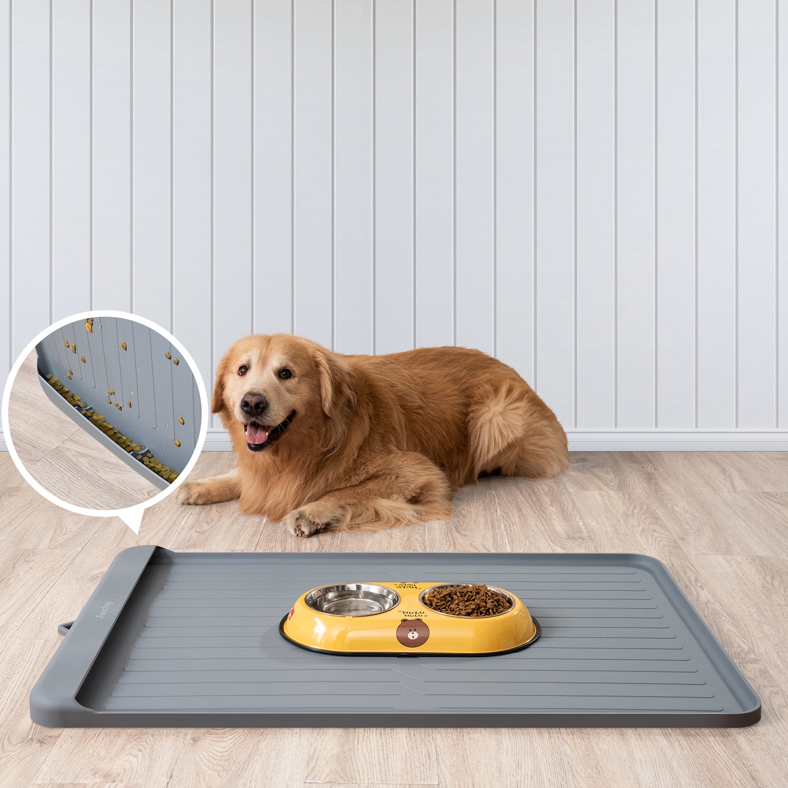 AECHY Dog Mat for Food and Water, 36x24 Silicone Dog Food Mat with a Pocket  for Collect Residue, Non Slip Dog Bowl Mat Anti-bite Pet Food Mats  Waterproof with Edges Dog Cat