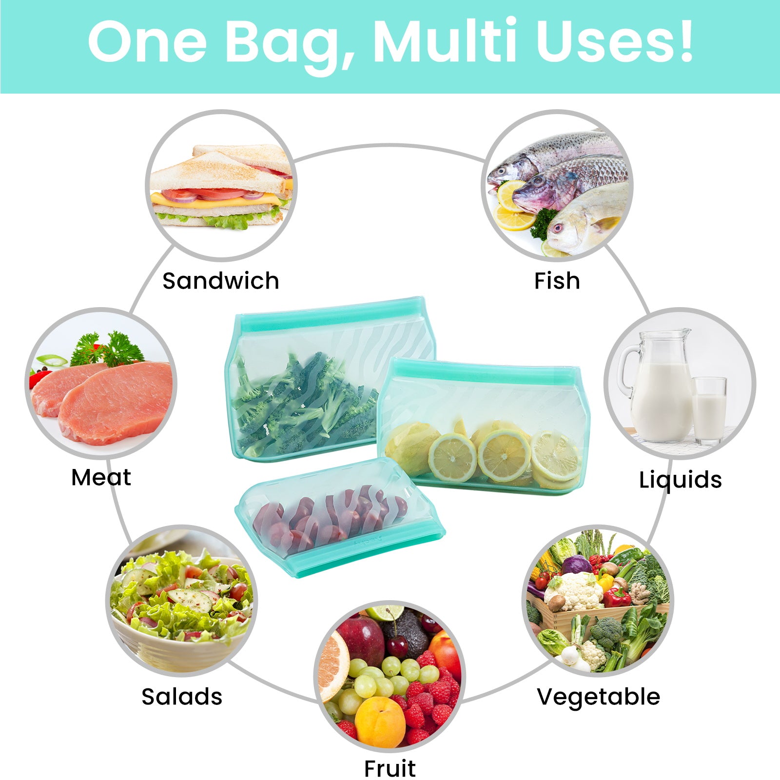 Reusable Sandwich Bags, Food Grade Silicone