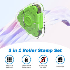 AECHY 3 in 1 Roller Curve Stamp Set 9 Colors And 9 Different Lines