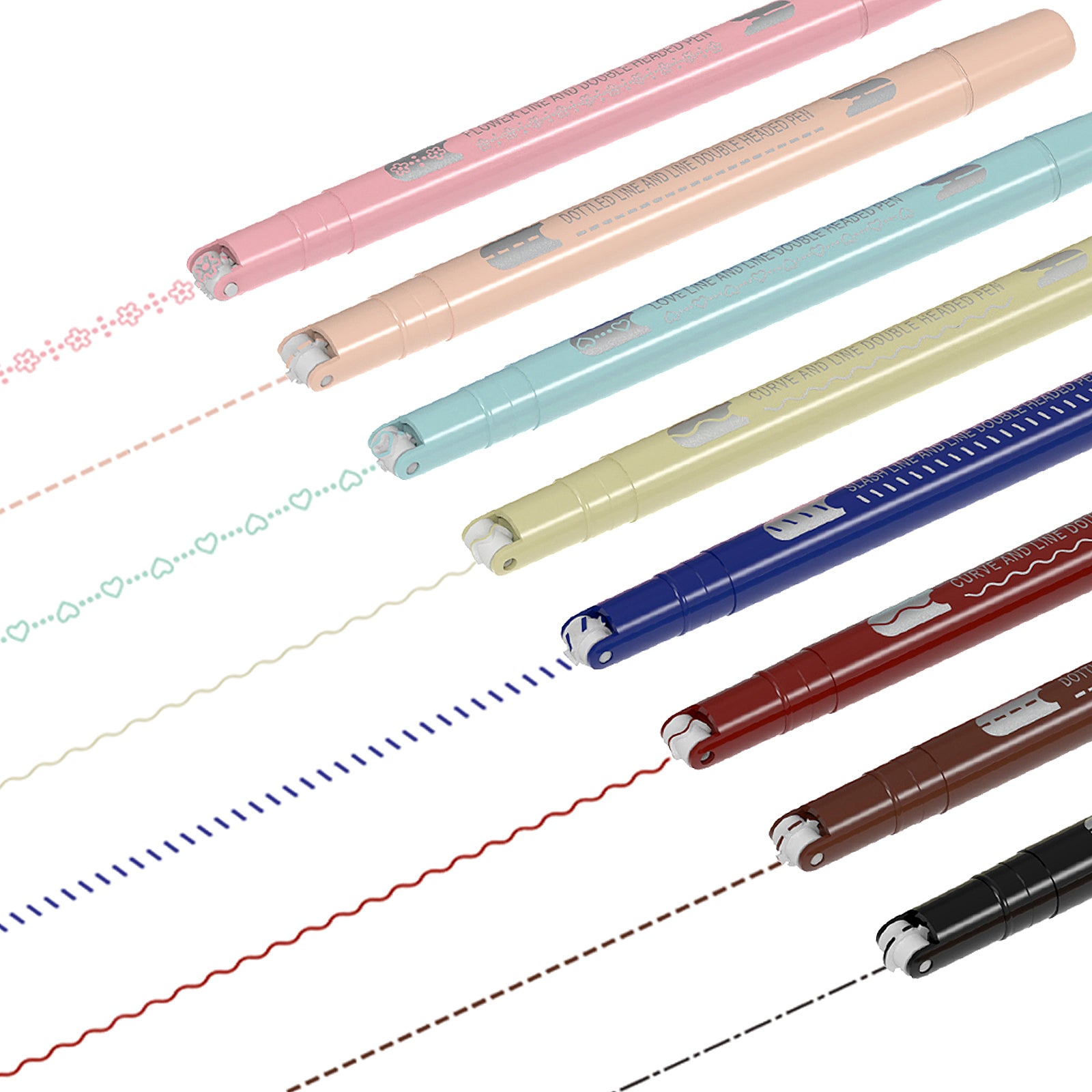 AECHY Colored Drawing Curve Pens 6 Line Styles and 8 Colors