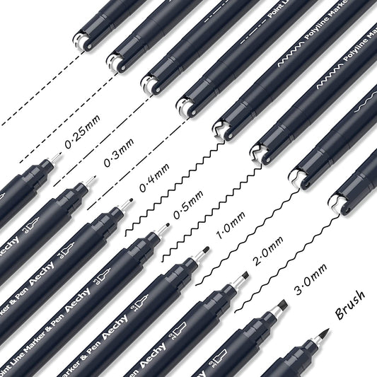 AECHY Dual-Tip Calligraphy Pen 8 Sizes and 4 Different Link Styles 1500