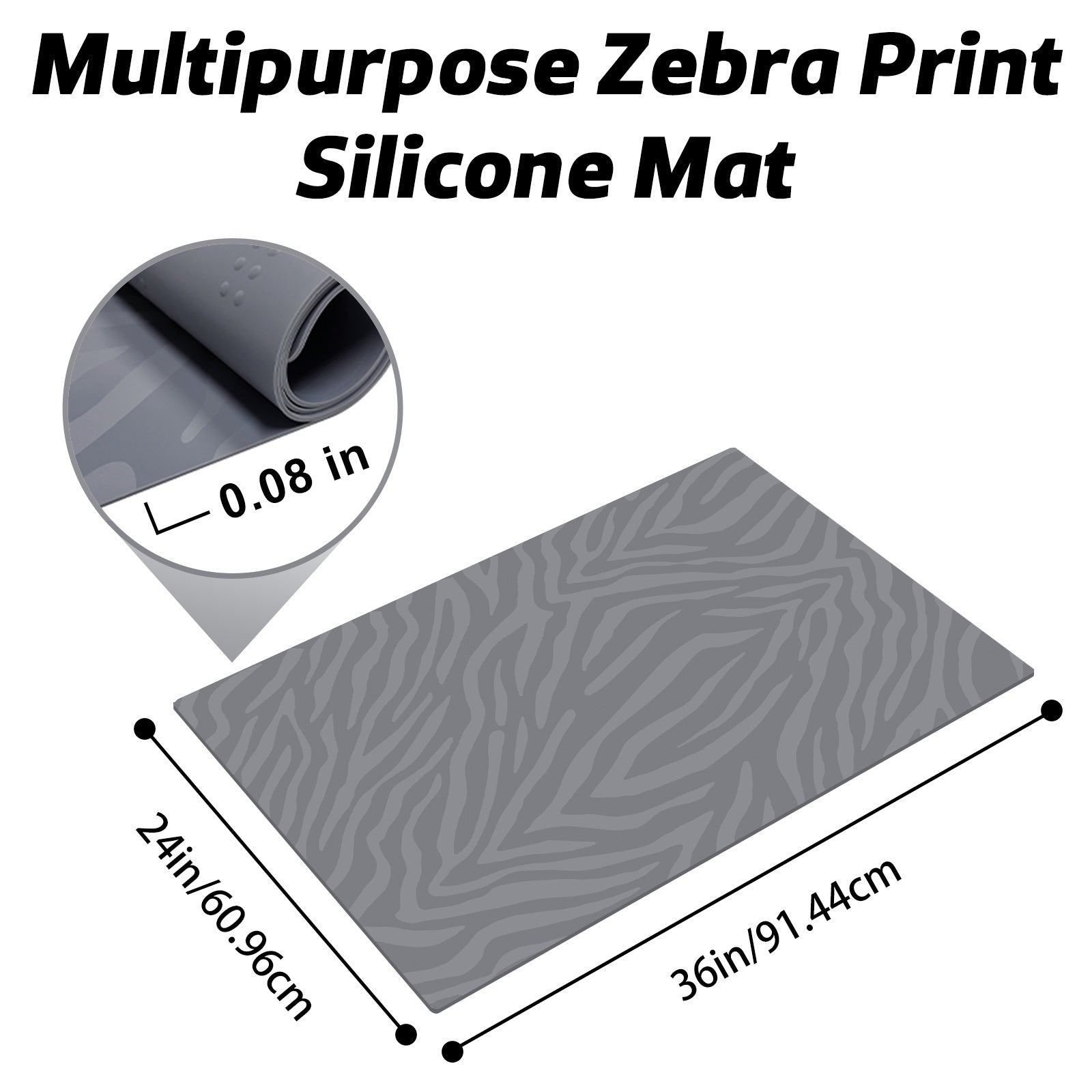 AECHY Zebra Print Heat Resistant Silicone Mat 36×24×0.08-  –  Aechy