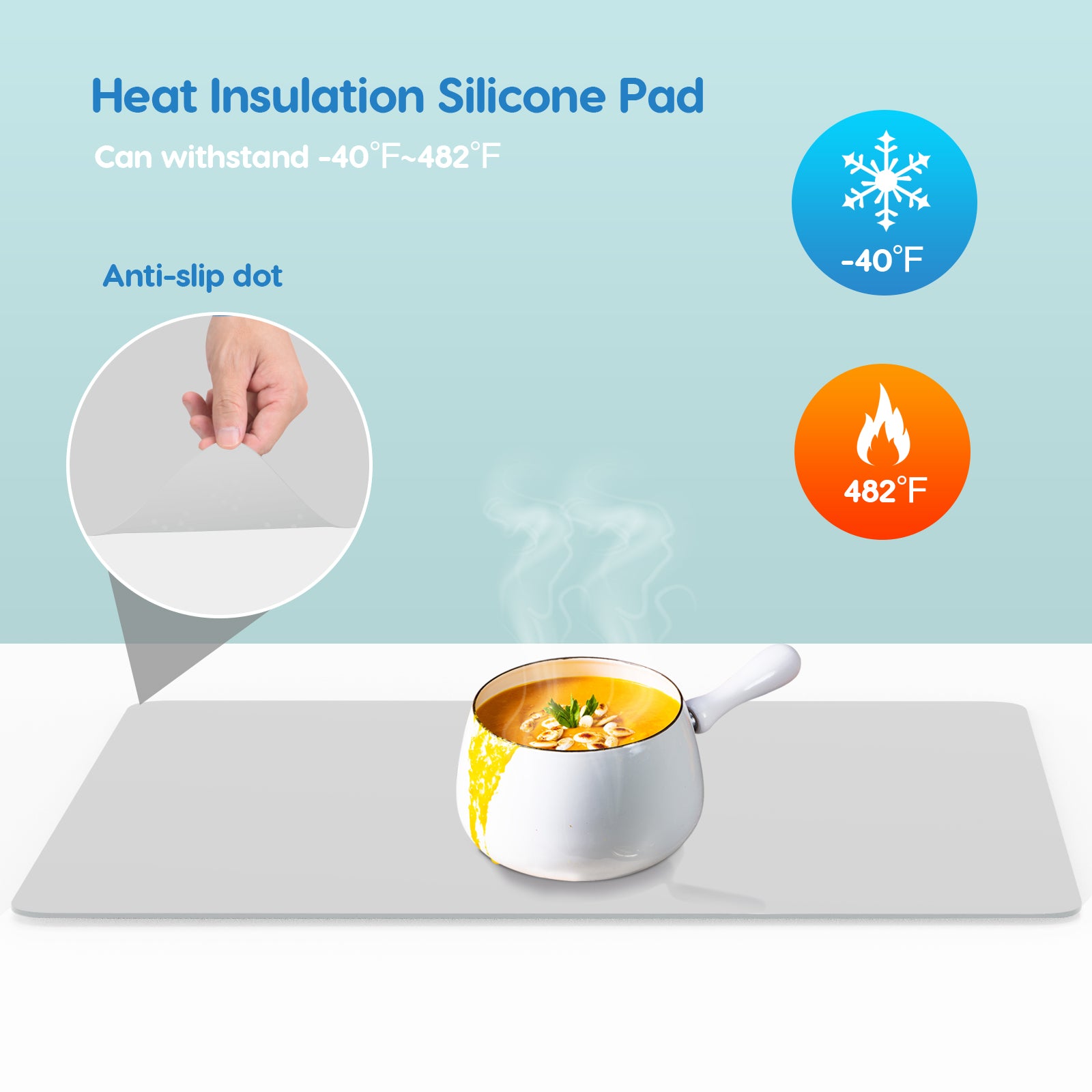 Warome Silicone Mat, 47x 23.6 Silicone Mats for Kitchen Counter, Nonslip  Heat Resistant Mat, Extra Large Kitchen Counter Mat, Waterproof Countertop