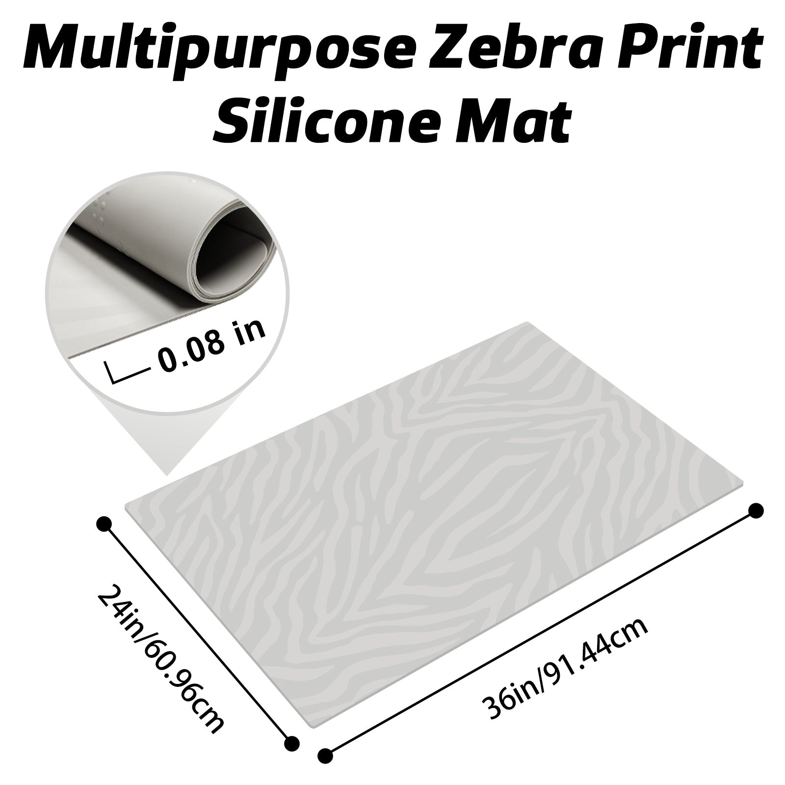 AECHY Zebra Print Heat Resistant Silicone Mat 36×24×0.08- aechy