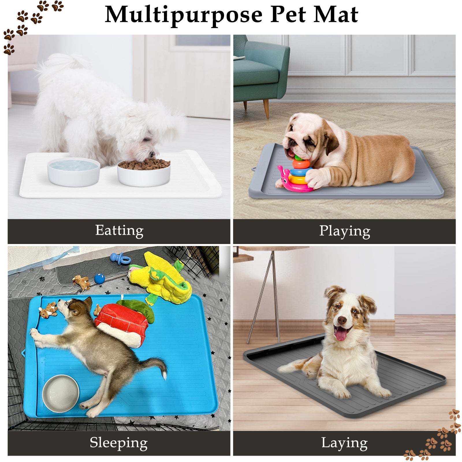 AECHY Dog Mat for Food and Water, 36x24 Silicone Dog Food Mat with