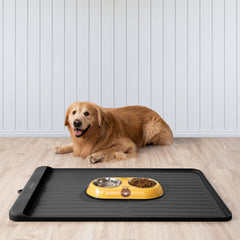 AECHY Dog Mat for Food and Water, 36x24 Silicone Dog Food Mat with a Pocket  for Collect Residue, Non Slip Dog Bowl Mat Anti-bite Pet Food Mats  Waterproof with Edges Dog Cat